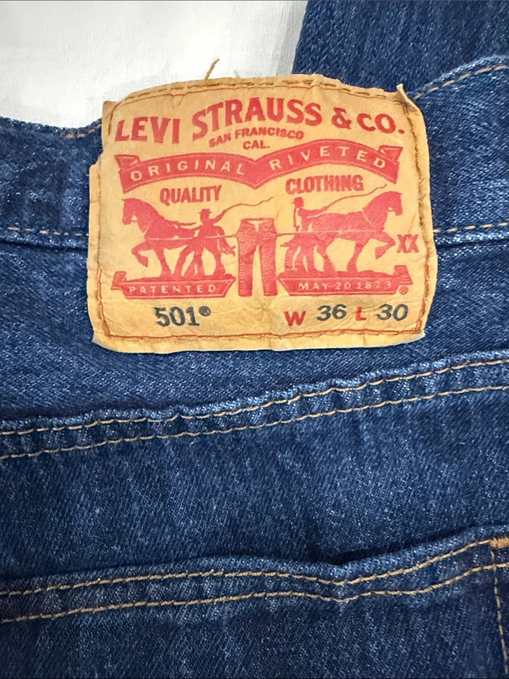 Levi’s 501 Original Button Fly Dark Indigo Denim Jeans 36 x 30